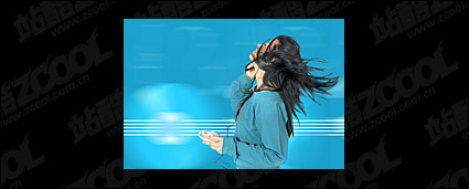 Listen to music woman picture material