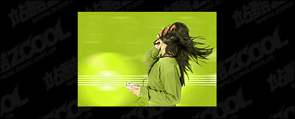 Listen to music woman picture material-2
