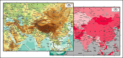Vector map of the world exquisite material - the heart of Asia map