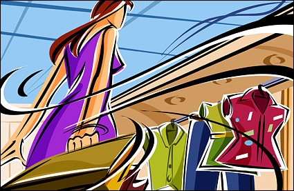 Hand-painted illustrations - Women shopping
