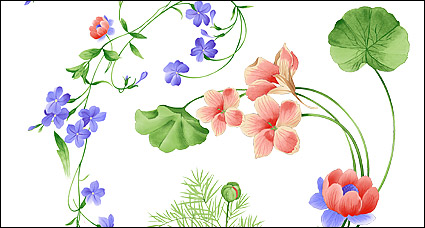 Psd fashion hand-painted floral patterns layered material-2