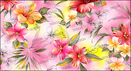 Hand-painted layered material fashion lily psd