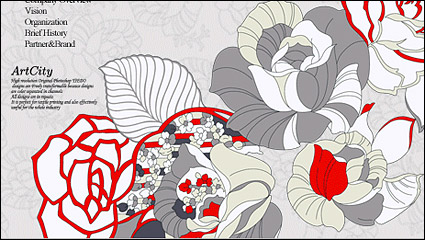 Hand-painted roses psd line drawing effects layered material