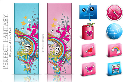 Perfect Fantasy trend + cute style computer icon png + ico + wallpaper Tablet PC