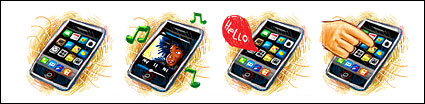 Hand-painted iPhone computer icon png