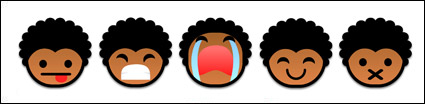 Lovely black African children face icon transparent png