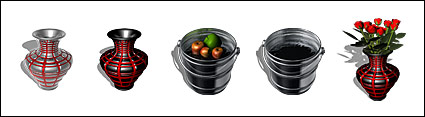 3d trash buckets and vases computer icon png